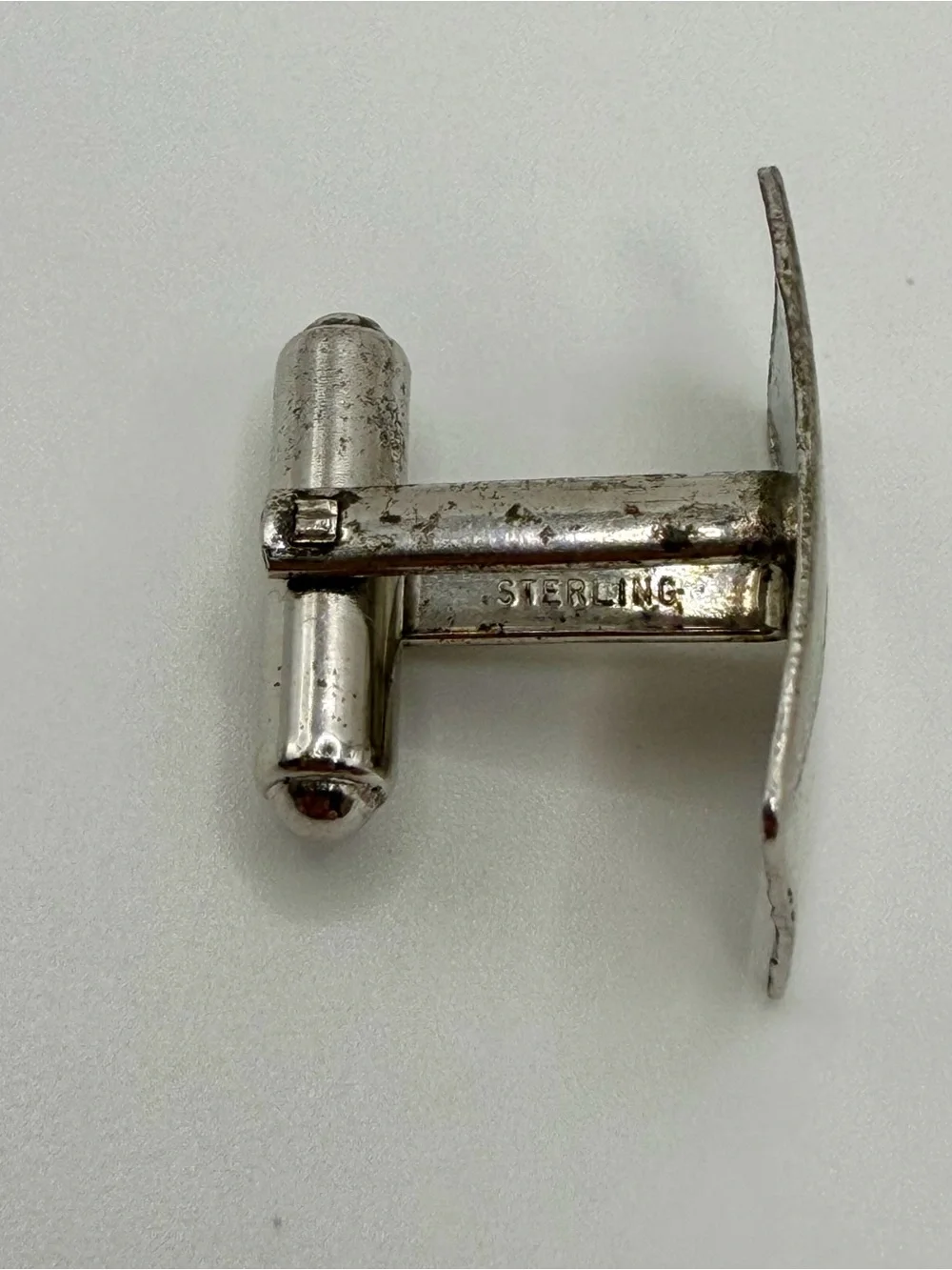 Vintage Mid Century Sterling Silver Rectangular Cufflinks Textured Pattern